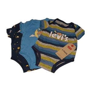 Levi's Baby Boys' Striped and Graphic Bodysuit Set - Blue, Green, and Gray